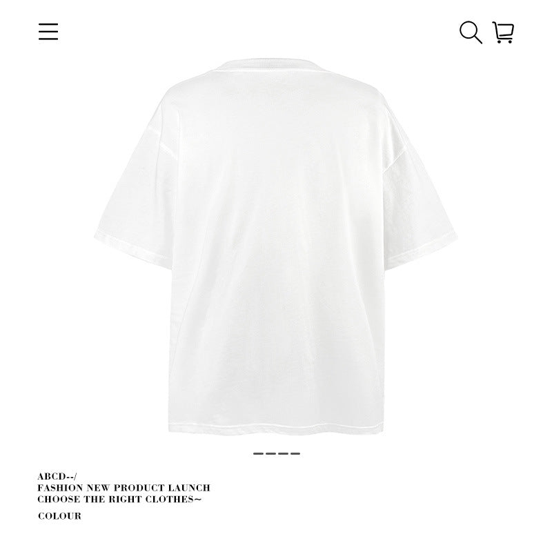 American vintage street T-shirt pure cotton retro men's and women's summer loose