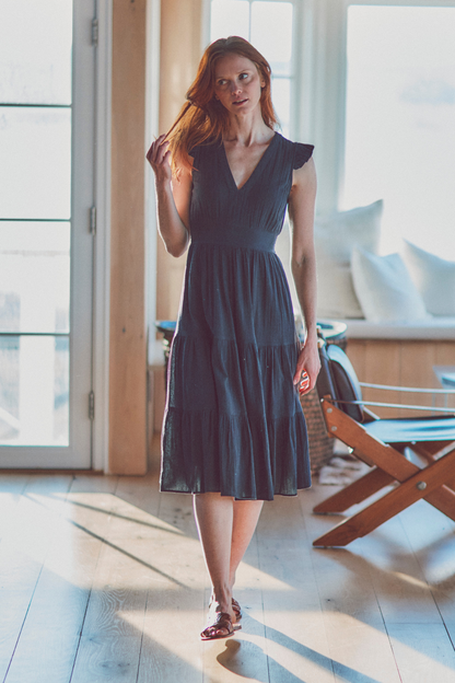 Milos Flutter Sleeve Midi Dress