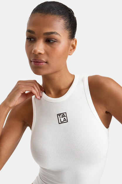 365 Rib Logo Racer Vest - Coconut Milk