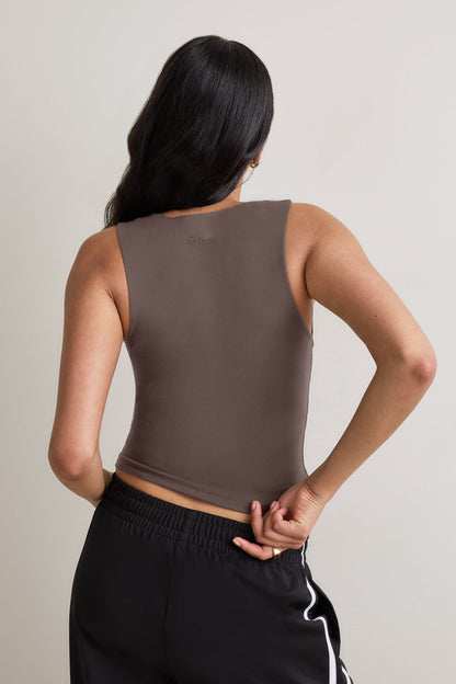 365 Square Neck Vest - Mocha Brown