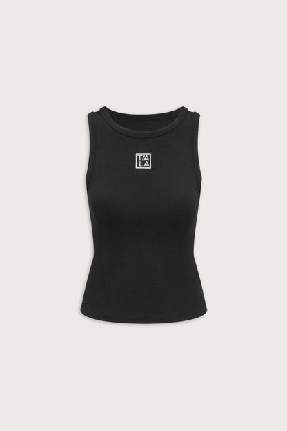 365 Sculpting Lounge Longline Logo Racer Vest - Shadow Black