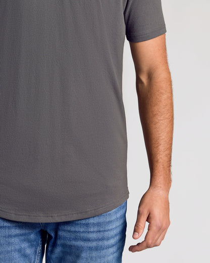 Carbon Short Sleeve Tall Curved Hem Crew