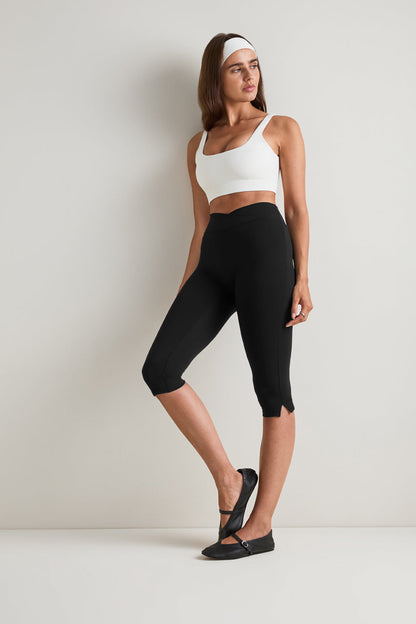 DayFlex Wrap Capri No Front Seam Legging - Shadow Black