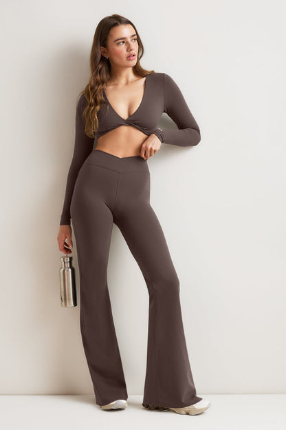 DayFlex Soft Wrap Yoga Pant - Mocha Brown