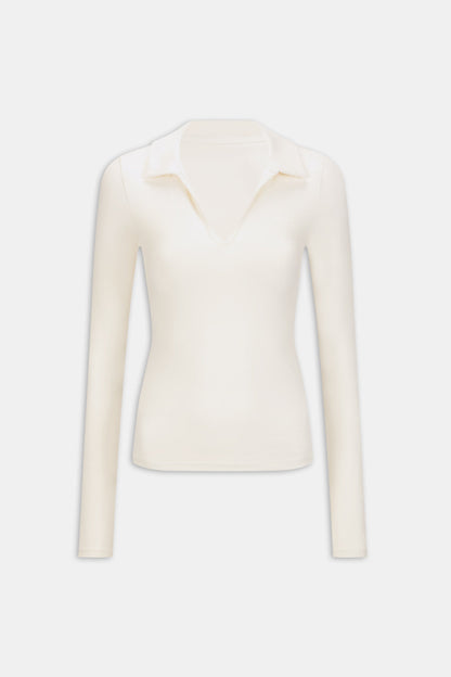 DayFlex Long Sleeve Lightweight Polo - Ivory