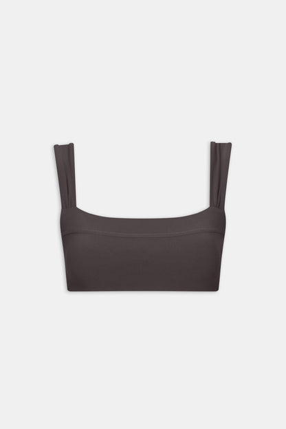 DayFlex Ruched Bandeau Sports Bra - Cool Espresso