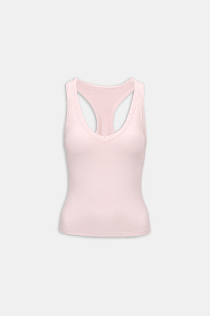 DayFlex Built-In Support V Neck Racer Vest - Ballet Slipper