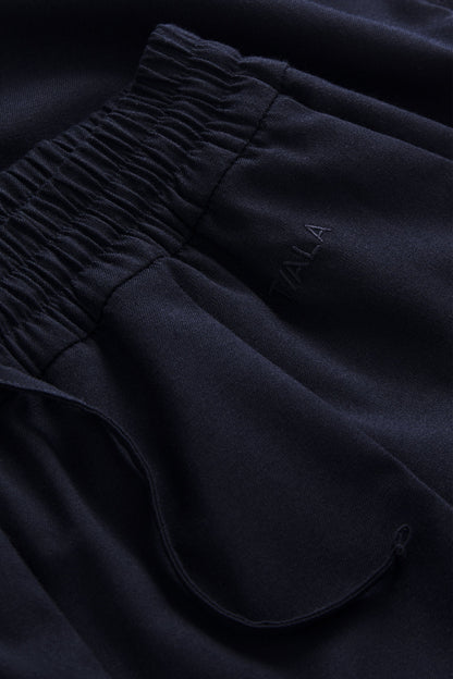 Drawstring Wide Leg Trousers - Midnight Navy
