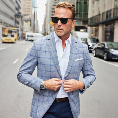 Maverick Travel Blazer Grey Windowpane