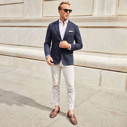 Maverick Knit Deconstructed Blazer Navy