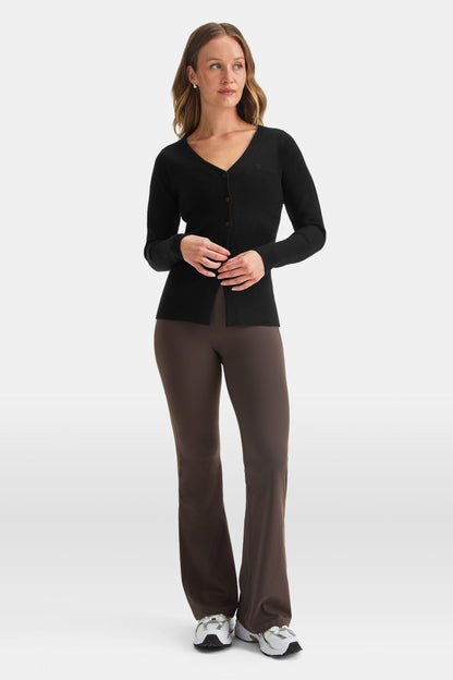 Knit-Waisted Cardigan - Black