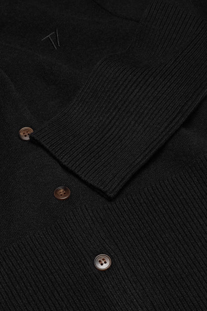 Knit-Waisted Cardigan - Black