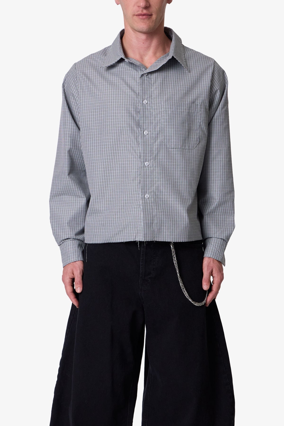 L/S Plaid Poplin Shirt - Grey