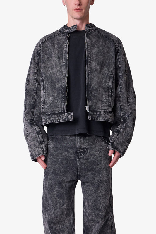 Moto Denim Jacket - Vintage Black