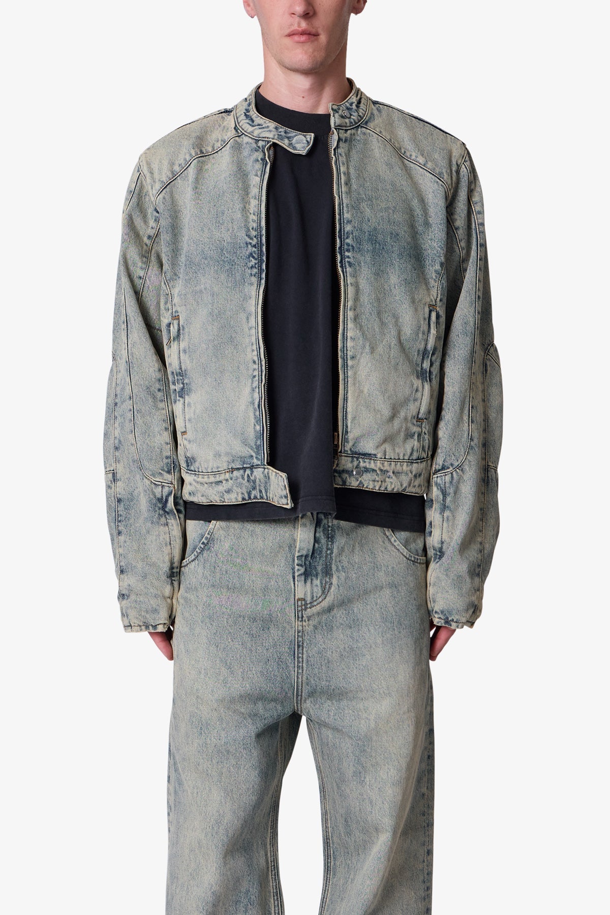 Moto Denim Jacket - Vintage Blue