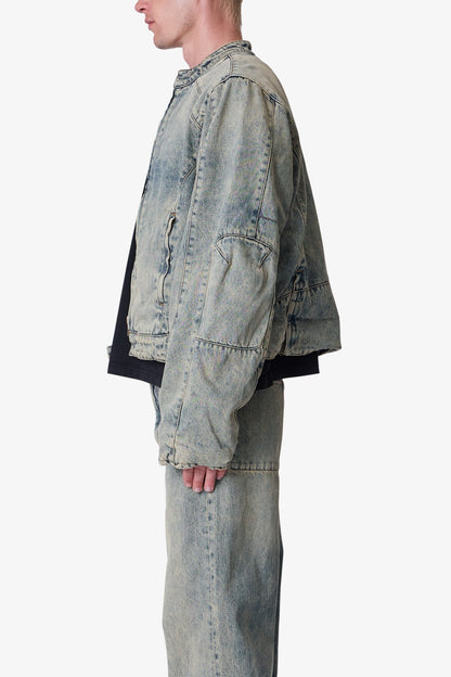 Moto Denim Jacket - Vintage Blue