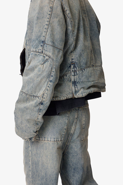 Moto Denim Jacket - Vintage Blue