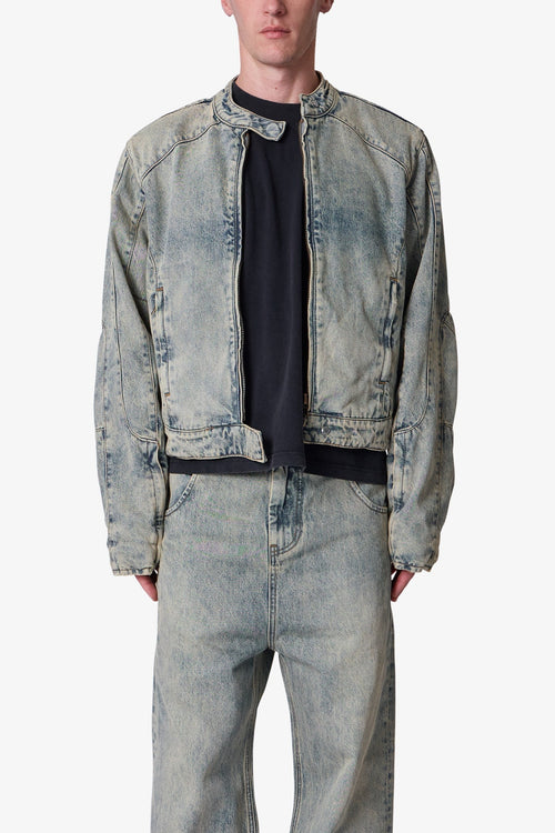 Moto Denim Jacket - Vintage Blue