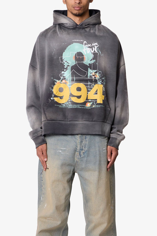 No Room in Hell Printed Hoodie - Washed Black