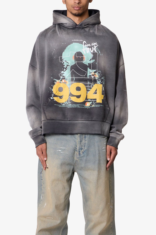No Room in Hell Printed Hoodie - Washed Black