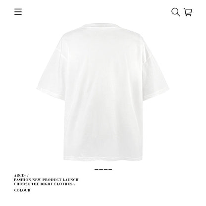 American vintage street T-shirt pure cotton retro men's and women's summer loose top