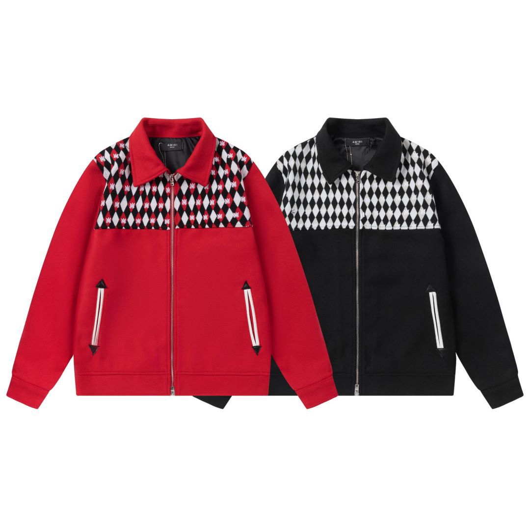 Amiri Jacket autumn and winter AMI stitching embroidery logo for men and women