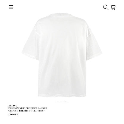 American vintage street T-shirt pure cotton retro men's and women's summer loose