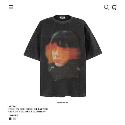 American vintage street T-shirt men's loose top