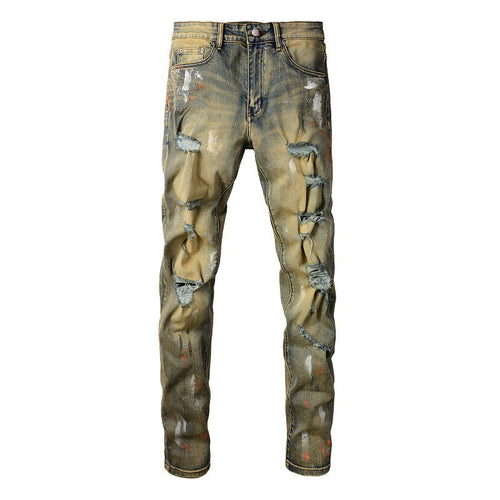 Amiri Jeans Graffiti Hole & Patch Stretch Slim Fit #6557