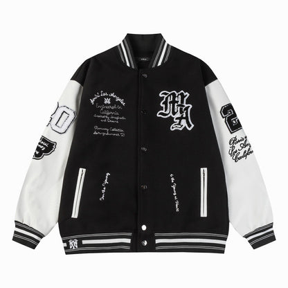 Amiri Jacket Spring and Autumn AMI Pattern Baseball Jacket Jacket Men's and Women's