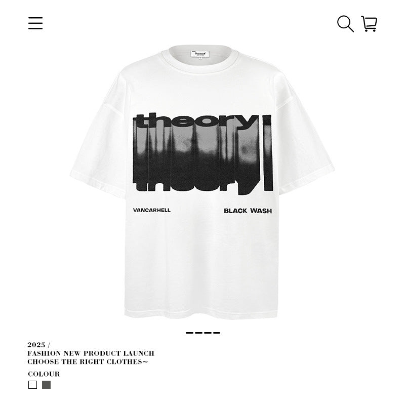 American vintage street T-shirt pure cotton retro men's and women's summer loose