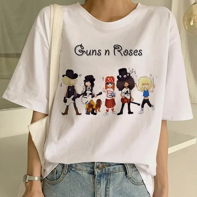 2024 Pistola N Roses Street Rock Print Hip Hop Tees Punk