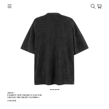 American vintage street T-shirt pure cotton retro portrait print men and women summer loose half sleeves