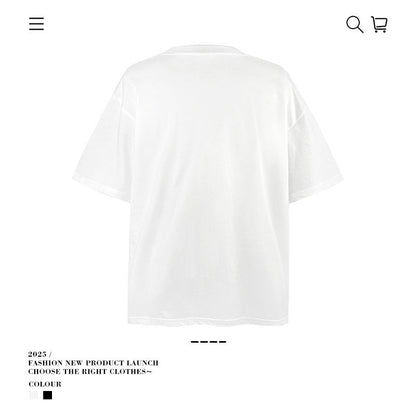 American vintage street T-shirt pure cotton loose men and women summer