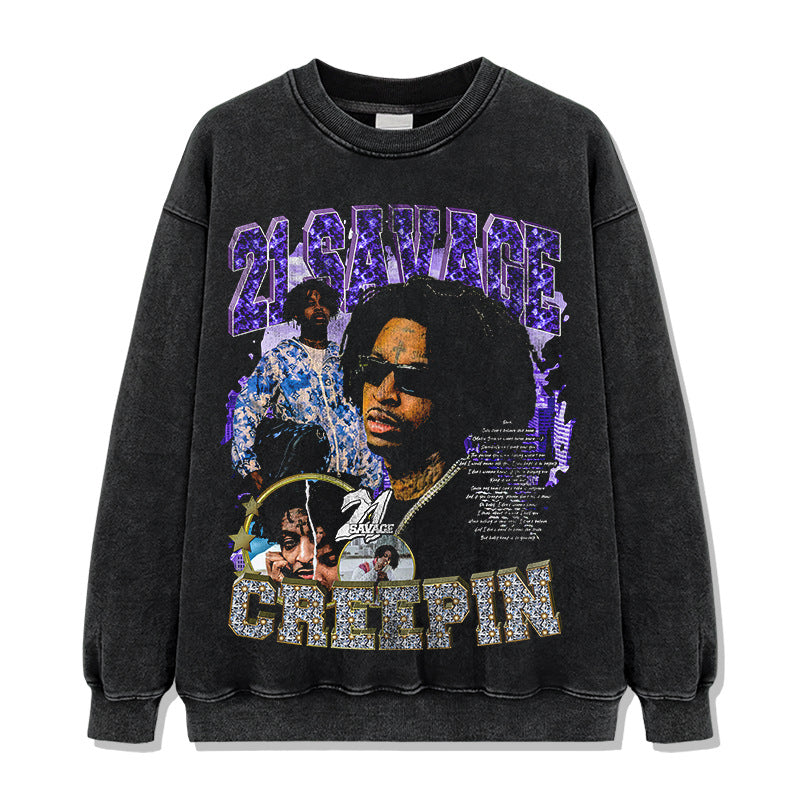 21 Savage Hoodie Loose Distressed Hoodie