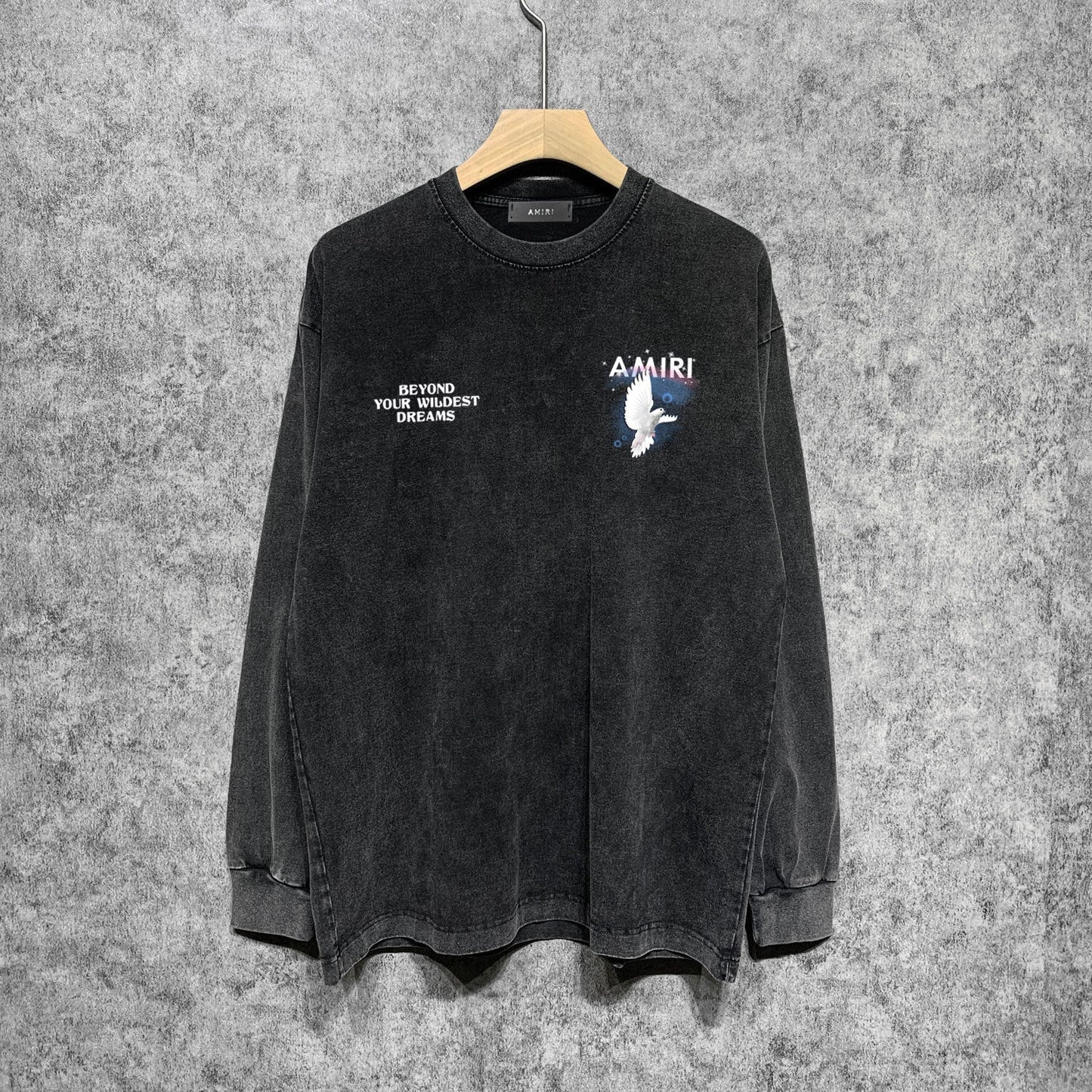 Amiri Long-Sleeve Shirt Pigeon Pattern Vintage Long Sleeve T-shirt