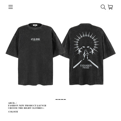 American vintage street T-shirt pure cotton retro men's and women's summer loose