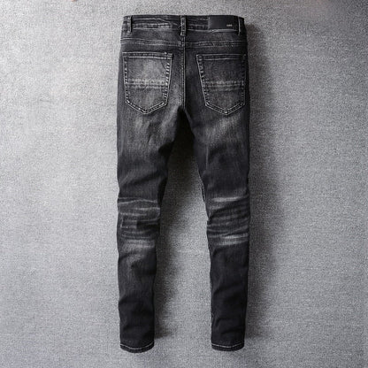 Amiri Jeans Casual Hip Hop Washed Splash-Ink Painted Slim Jeans