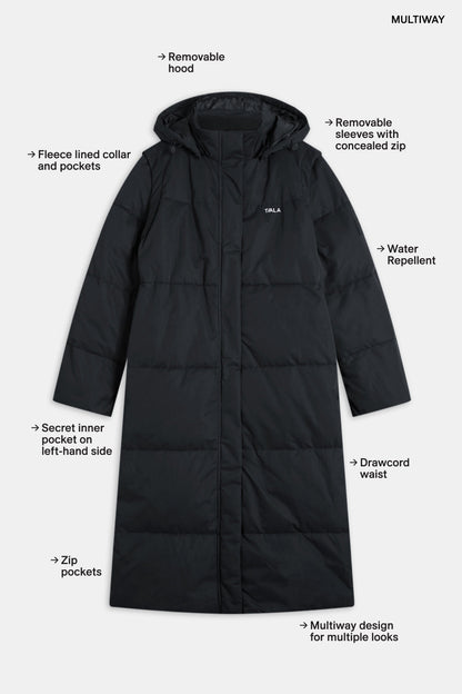 Polar Longline Puffer Coat - True Black