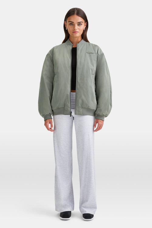 Reversible Oversized Bomber Jacket - Black And Cool Olive