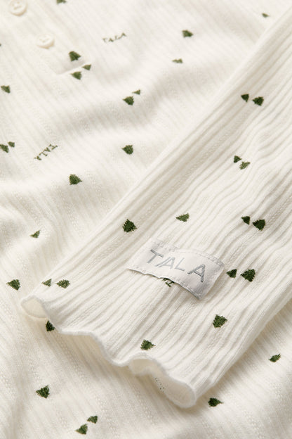Henley Pyjama Top - Ivory Forest Print