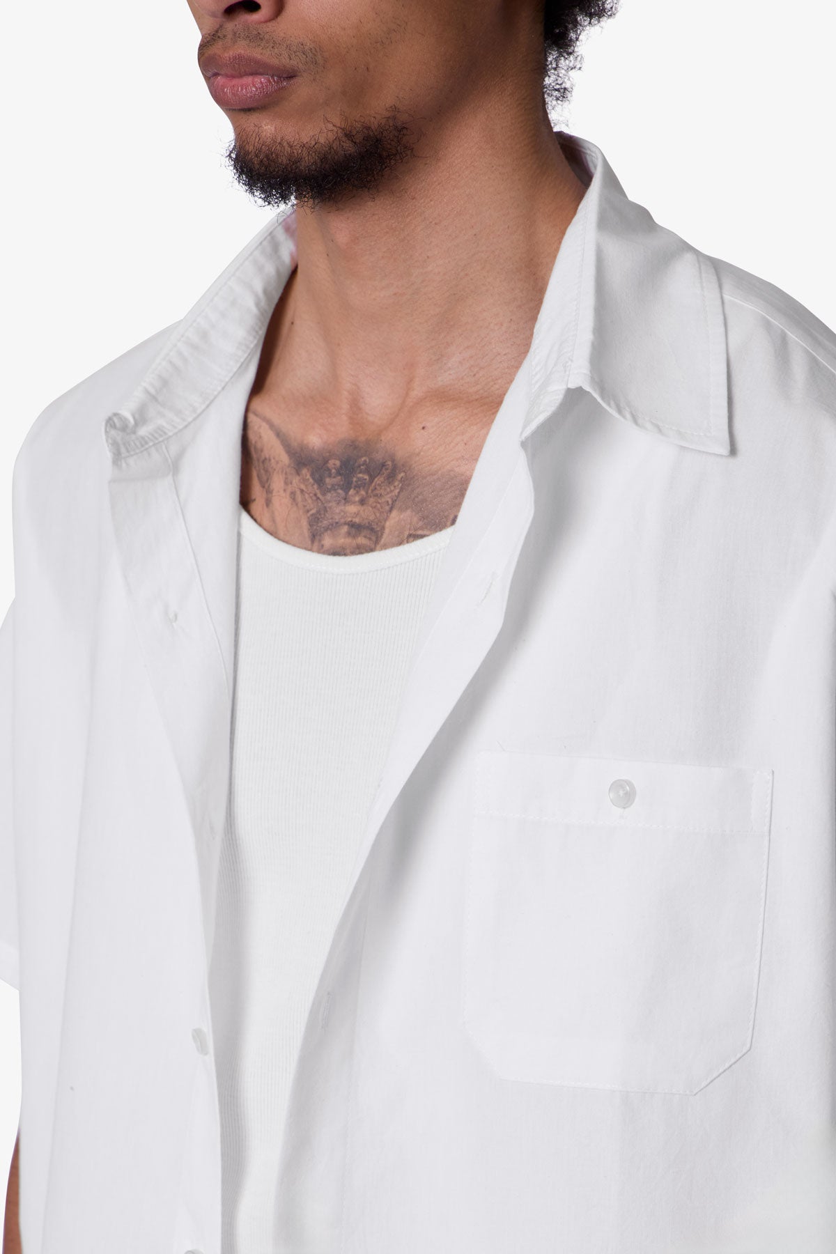 Poplin Cropped S/S Shirt - White