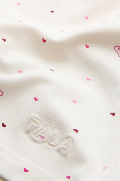 Button Pyjama Shorts - Love Heart Print