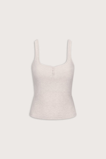 Sweetheart Henley Pyjama Vest - Oat Marl