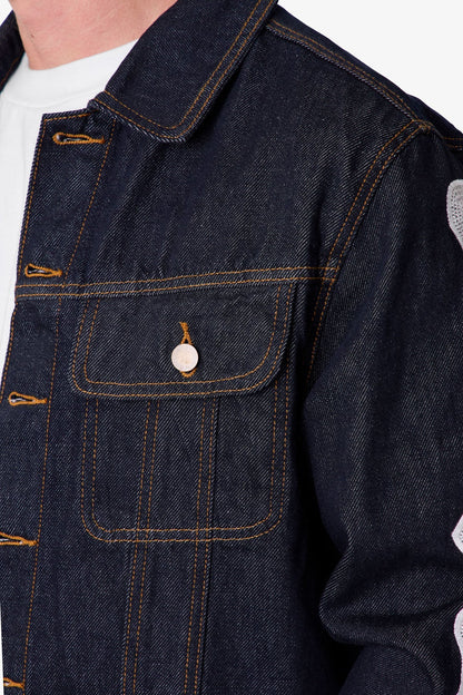 Raw Skeleton Trucker Jacket - Rinsed Indigo