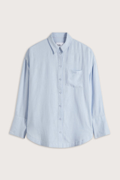 Soft Linen Long Sleeve Shirt - Baby Blue