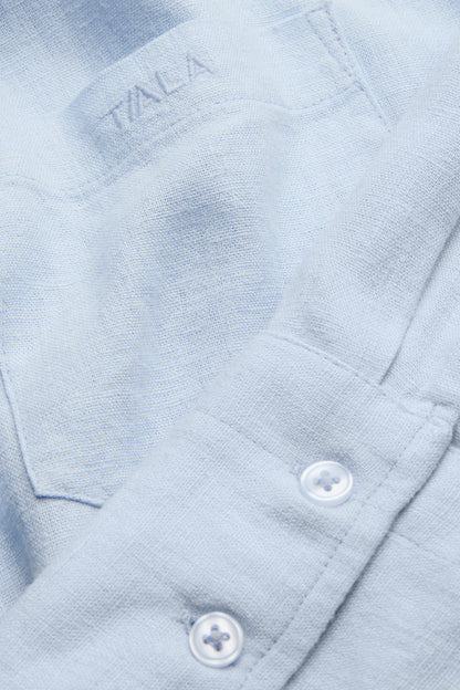 Soft Linen Long Sleeve Shirt - Baby Blue