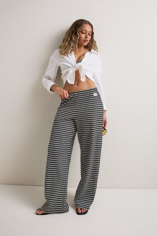 Stripe Knit Trouser - Black / White