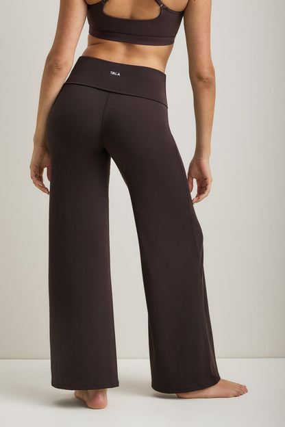 SoftSet Fold Waist Wide Leg Trouser - Americano