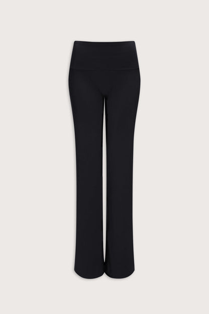 SoftSet Fold Waist Wide Leg Trouser - Black